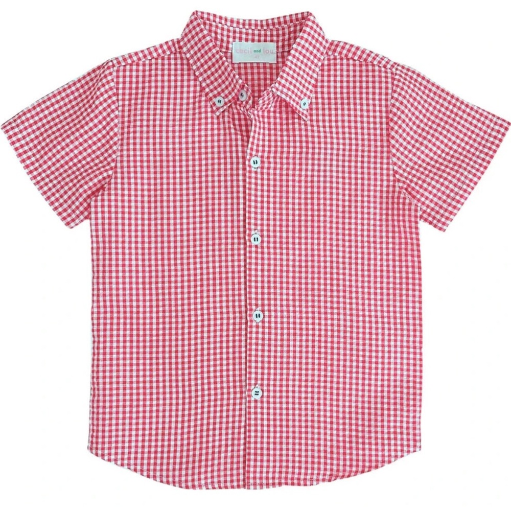 Cecil and Lou red/white gingham shirt size 5 EUC